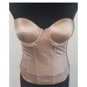 Secret By Victoria's Secret Back Off Baby Low Back Bustier 34B Nude Strapless